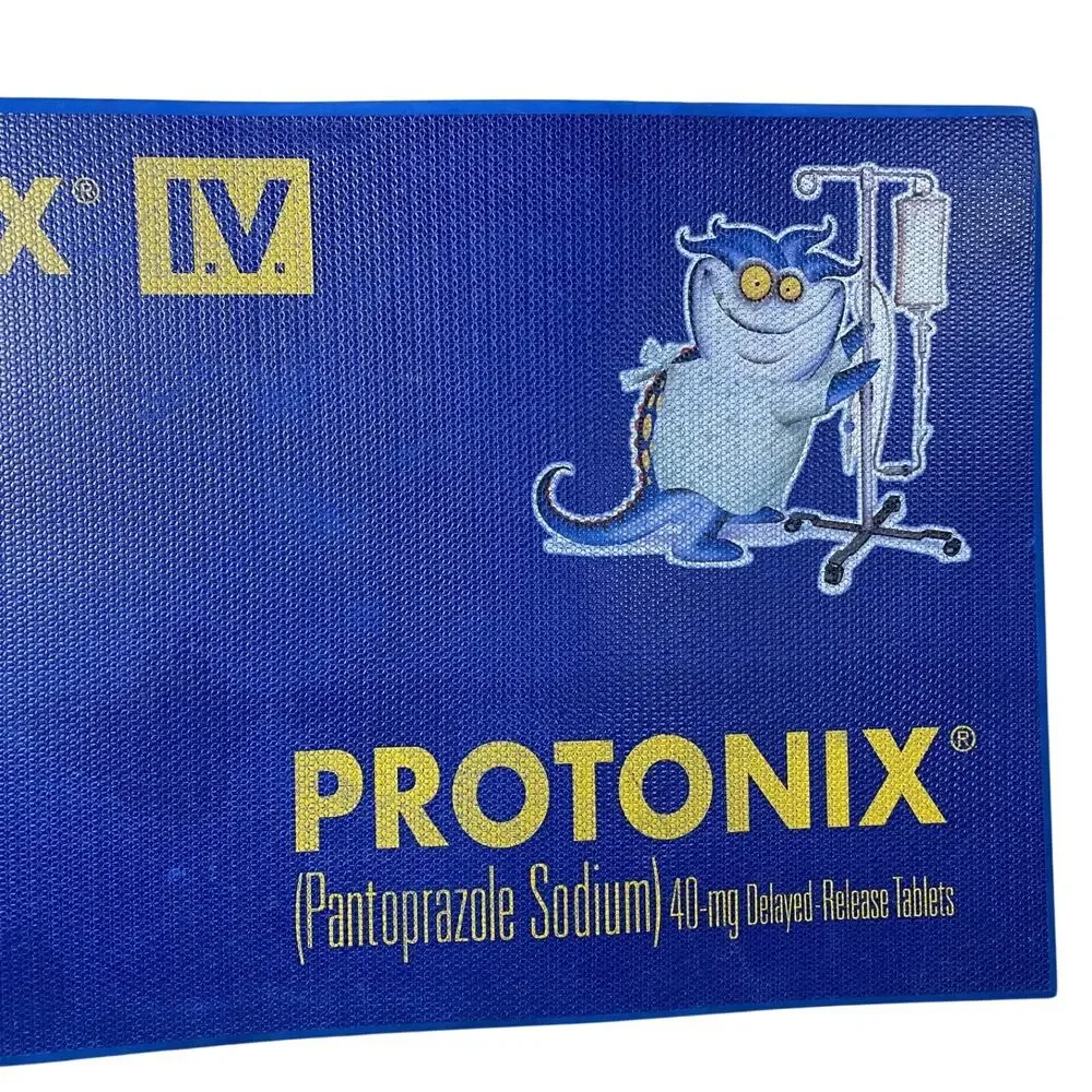 Vintage Protonix Pharmaceutical Drug Rep Blue Foam Floor Mat Pad 22 x 39